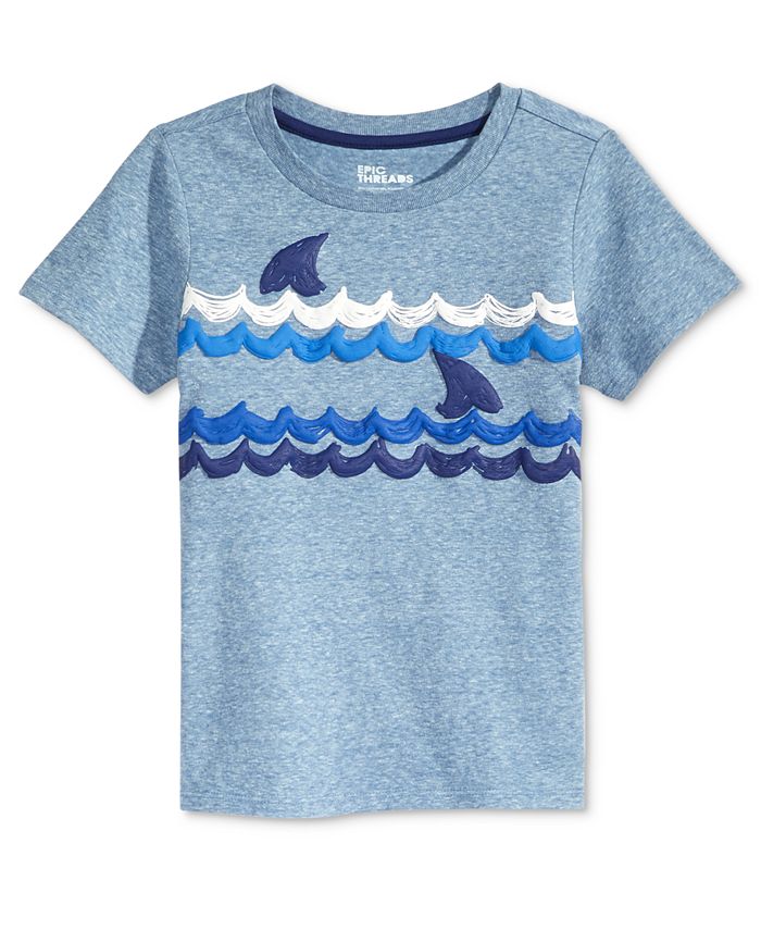 Epic Threads Shark-Print T-Shirt, Little Boys, Created for Macy's - Macy's