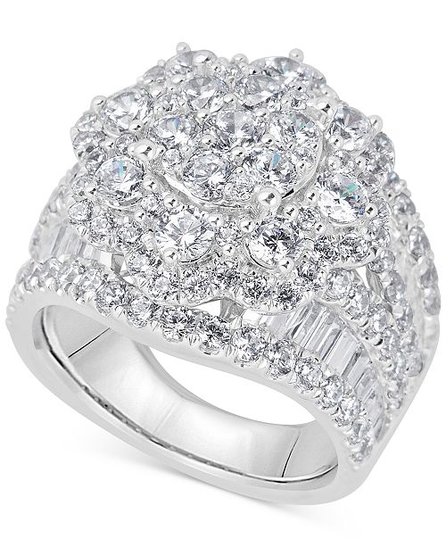 Macy S Diamond Cluster Ring 4 Ct T W In 14k White Gold Reviews Rings Jewelry Watches Macy S