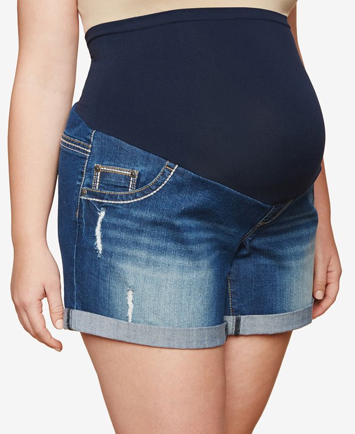 Motherhood Maternity Plus Size Cuffed Denim Shorts - Macy's
