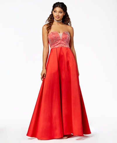 Say Yes to the Prom Juniors&#39; Embellished Strapless Ballgown, Created for Macy&#39;s - Juniors ...