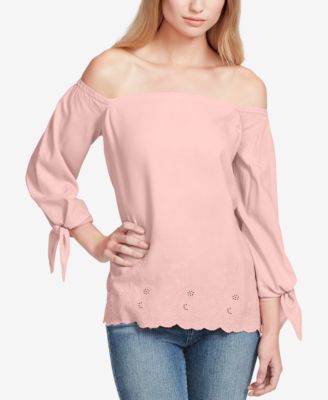 Jessica Simpson - Juniors' Odette Off-The-Shoulder Eyelet Blouse