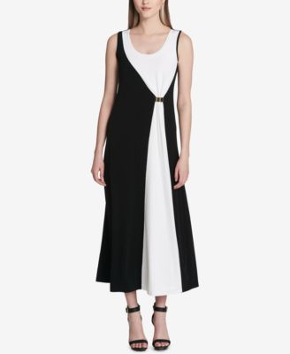 Calvin Klein - Contrast-Panel Maxi Dress
