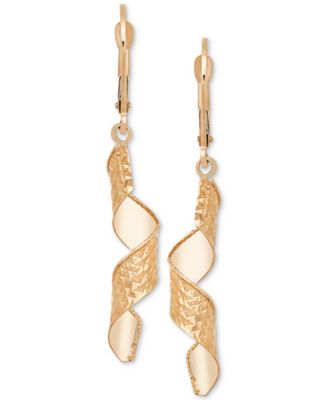 Italian Gold - Textured Dangle Drop Earrings in 14k Gold