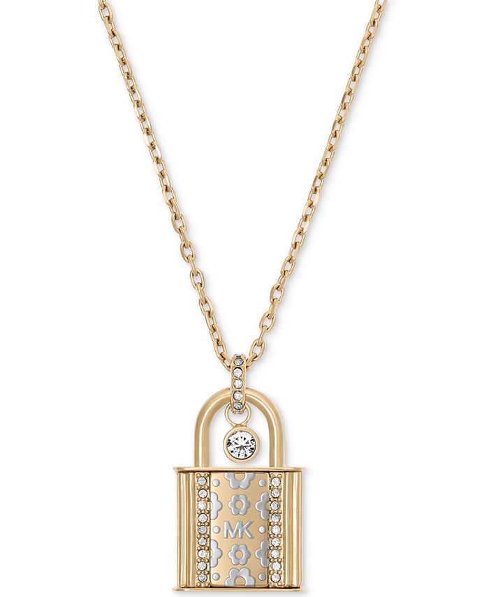 Michael Kors Double Chain Pavé Crystal Lock Charm Bracelet - Macy's