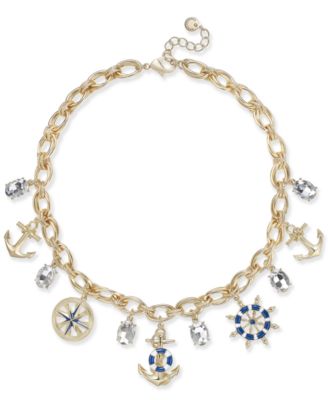 Charter Club - Gold-Tone Nautical Theme Multi-Charm Pendant Necklace, 17" + 2" extender