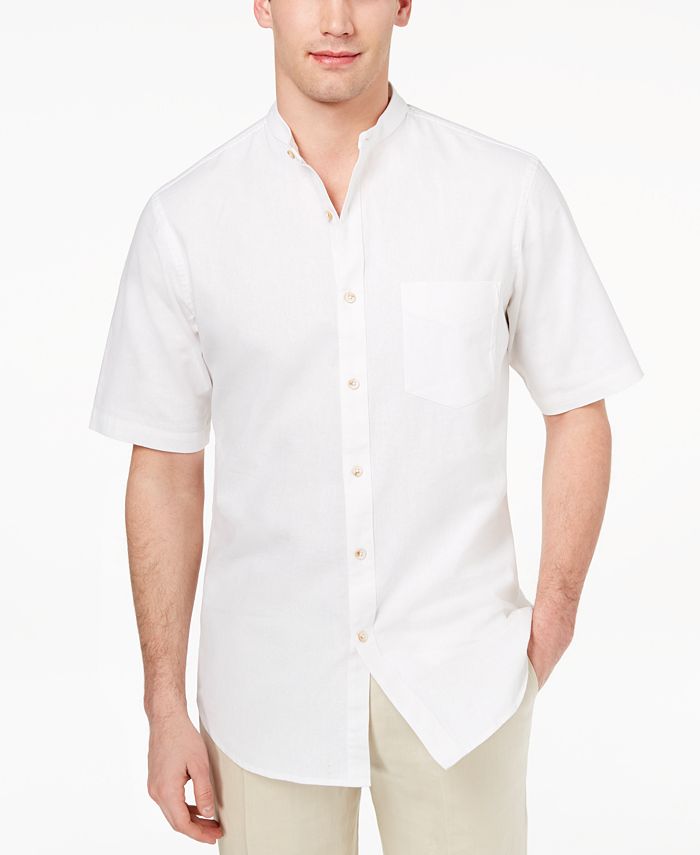 Club Room Men's Banded Collar Shirt, Created for Macy's & Reviews ...