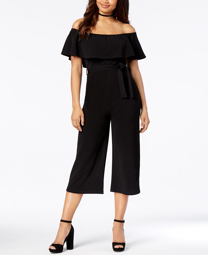 Almost Famous Juniors' OffTheShoulder Cropped Jumpsuit Macy's