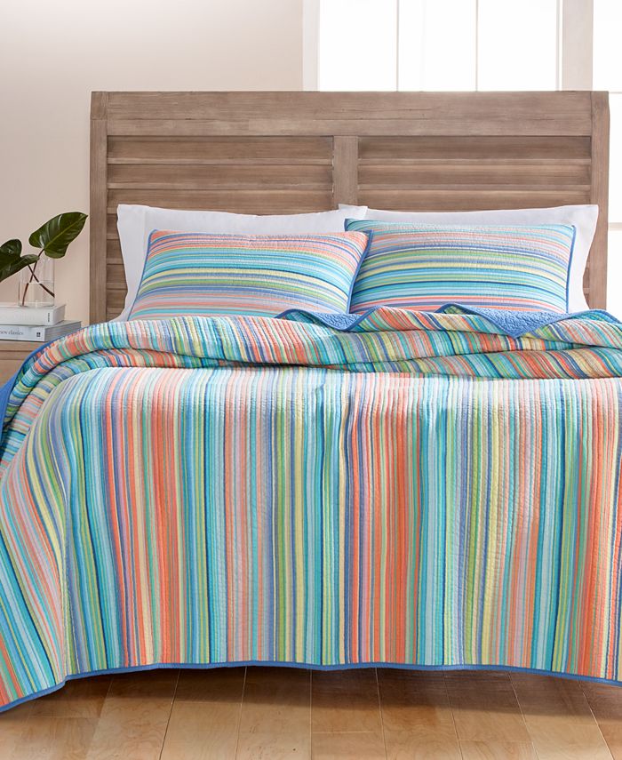 Martha Stewart Collection CLOSEOUT! Tropical Yarn Dye 100 Cotton Twin Quilt, Created for Macy's