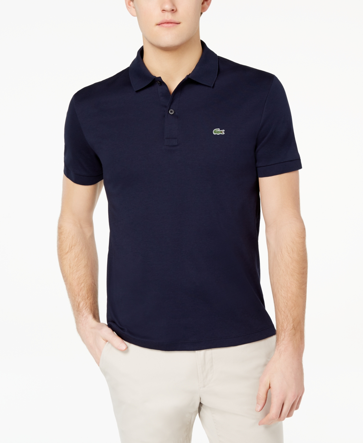 Lacoste Men's  Regular Fit Soft Touch Short Sleeve Polo In Navy Blue