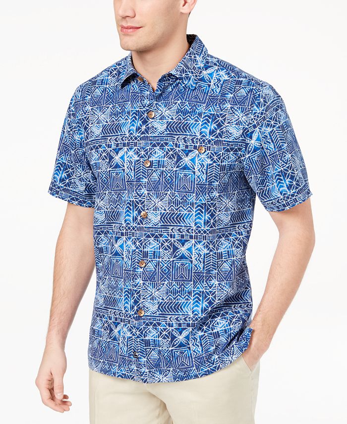 Tommy Bahama Men's Tropical Geo-Print Silk Shirt, Created for Macy's ...