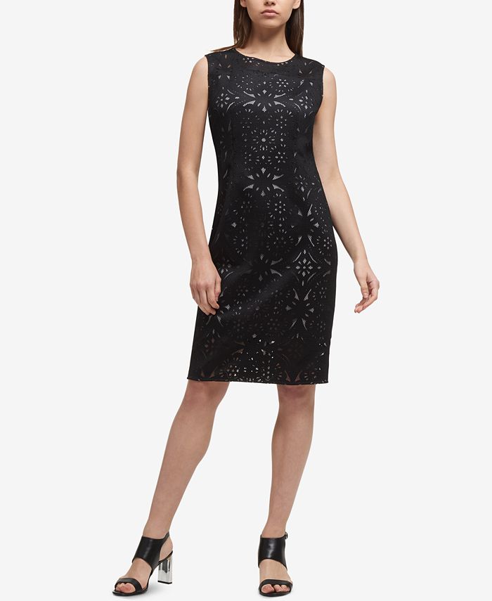 DKNY Lasercut & Mesh Sheath Dress, Created for Macy's - Macy's