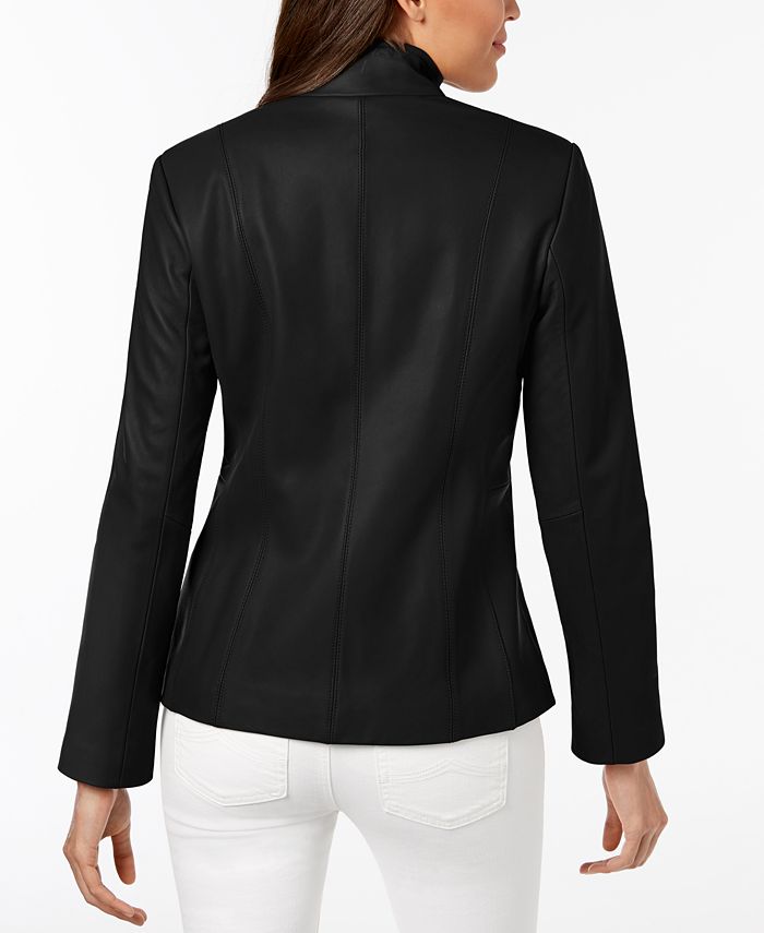 Cole Haan Petite Leather Moto Jacket & Reviews - Coats & Jackets ...