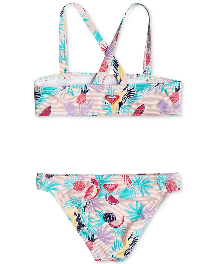 Roxy 2-Pc. Tropical Parrots Bandeau Bikini Swimsuit, Toddler Girls - Macy's