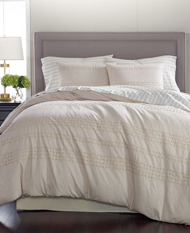 Martha Stewart Collection CLOSEOUT! Eyelet Stripe Cotton 8Pc. King