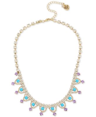 Betsey Johnson Gold-Tone Multi-Stone Statement Necklace - Macy's