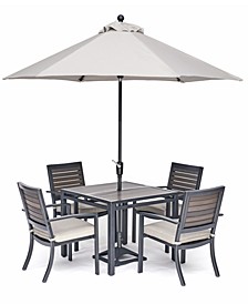 Marlough II Outdoor Aluminum 5-Pc. Dining Set (36" Square Dining Table and 4 Dining Chairs), Created for Macy's