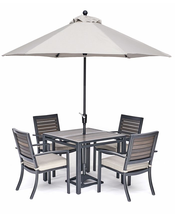 Furniture Marlough Ii Outdoor Aluminum 5 Pc Dining Set 36 Square Dining Table And 4 Dining Chairs Sunbrella Cushions Created For Macy S Reviews Furniture Macy S
