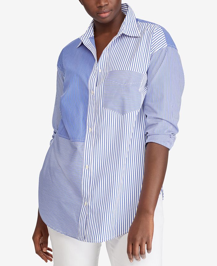 Lauren Ralph Lauren Plus Size Cotton Mix Stripe Shirt Macy's