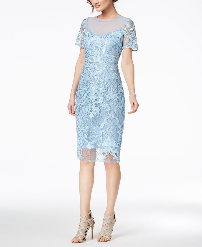 JAX Sequined Embroidered Mesh Dress - Macy's