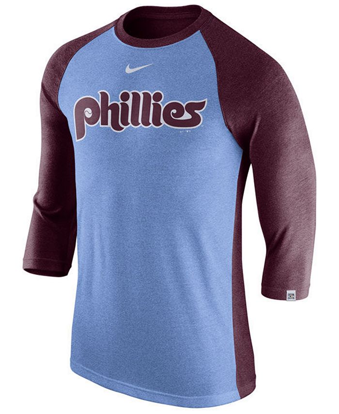 Nike Men's Philadelphia Phillies Tri-Blend Three-Quarter Raglan T-shirt ...
