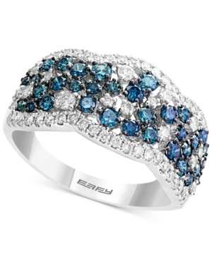 image of Effy Shades of Bleu Diamond Cluster Band (1-1/5 ct. t.w.) in 14k White Gold