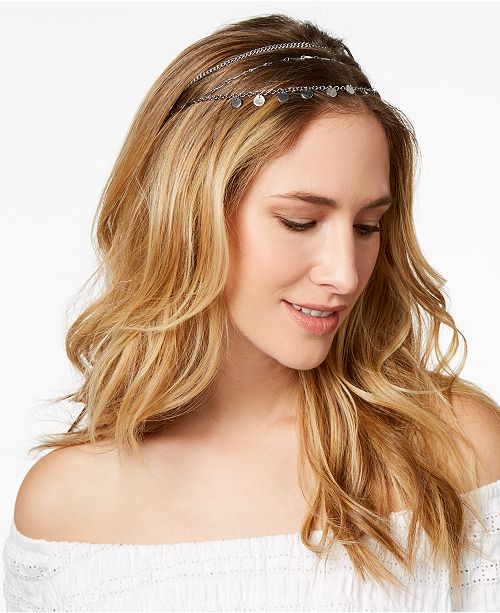 INC International Concepts I.N.C. SilverTone Mixed Metal Elastic Headband, Created for Macy's