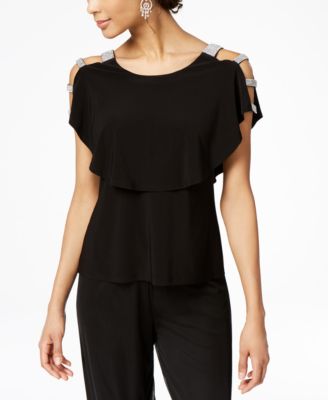 MSK Women's Embellished Cold Shoulder Top Red Size X-Large
