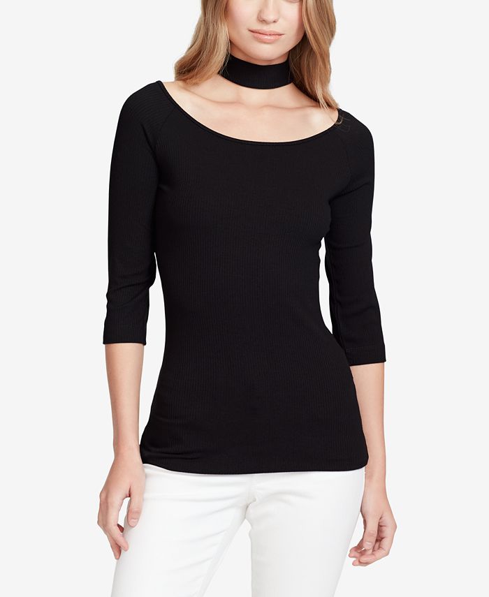 Jessica Simpson Juniors' Tamary Rib-Knit Choker Top - Macy's
