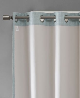 Maya Heathered Blackout Curtain 1 Panel for bedroom, Grommet top fit up to 1.25 inches rod Single Curtain Panel for Living Room, Width 50 length 54 inches, Pitch Black Ambiance Dusty Seafoam 1 Window Panel