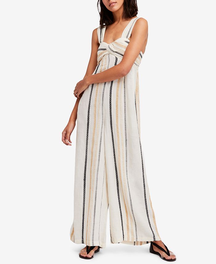 Free people online striped jumpsuit