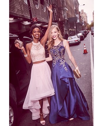 Say Yes to the Prom Juniors' Embellished Strappy Mesh A-Line Dress, Created  for Macy's - ShopStyle