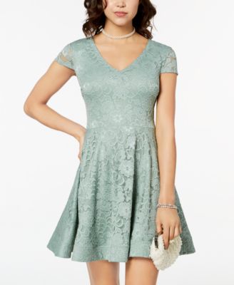 B Darlin - Juniors' Tie-Back Lace Fit & Flare Dress