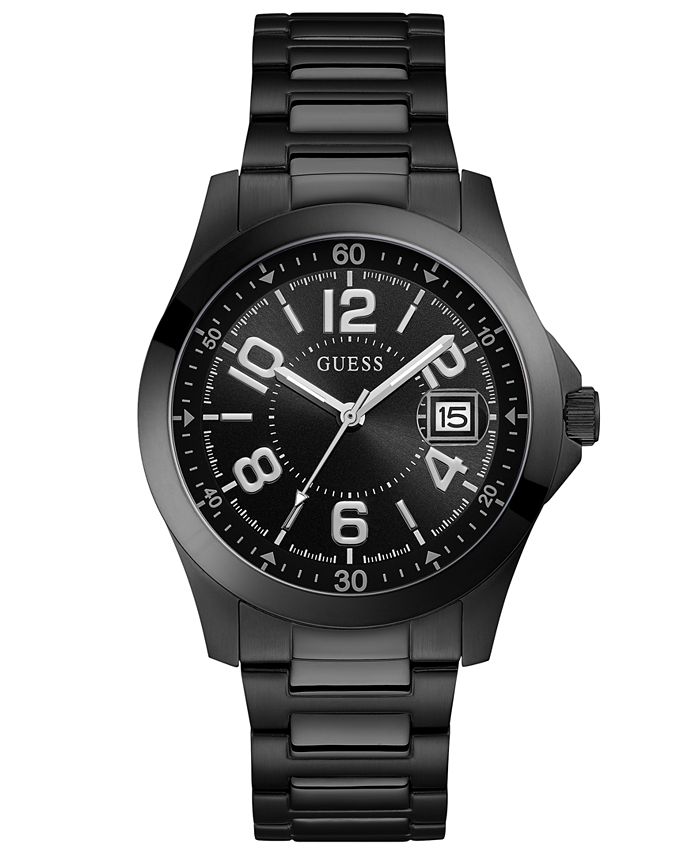 GUESS Men's Black Stainless Steel Bracelet Watch 42mm - Macy's