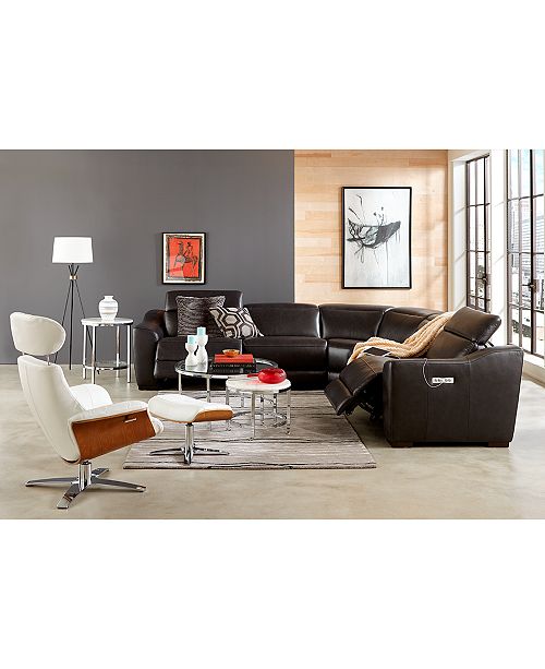 Furniture Anniston 31 Leather Swivel Chair Recliner Ottoman Set Reviews Furniture Macy S