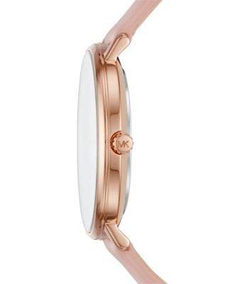 michael kors women's pyper blush leather strap watch 38mm