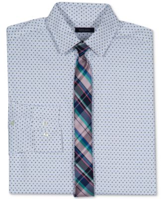 Tommy Hilfiger - Dot-Print Stretch Shirt & Necktie, Big Boys (8-20)