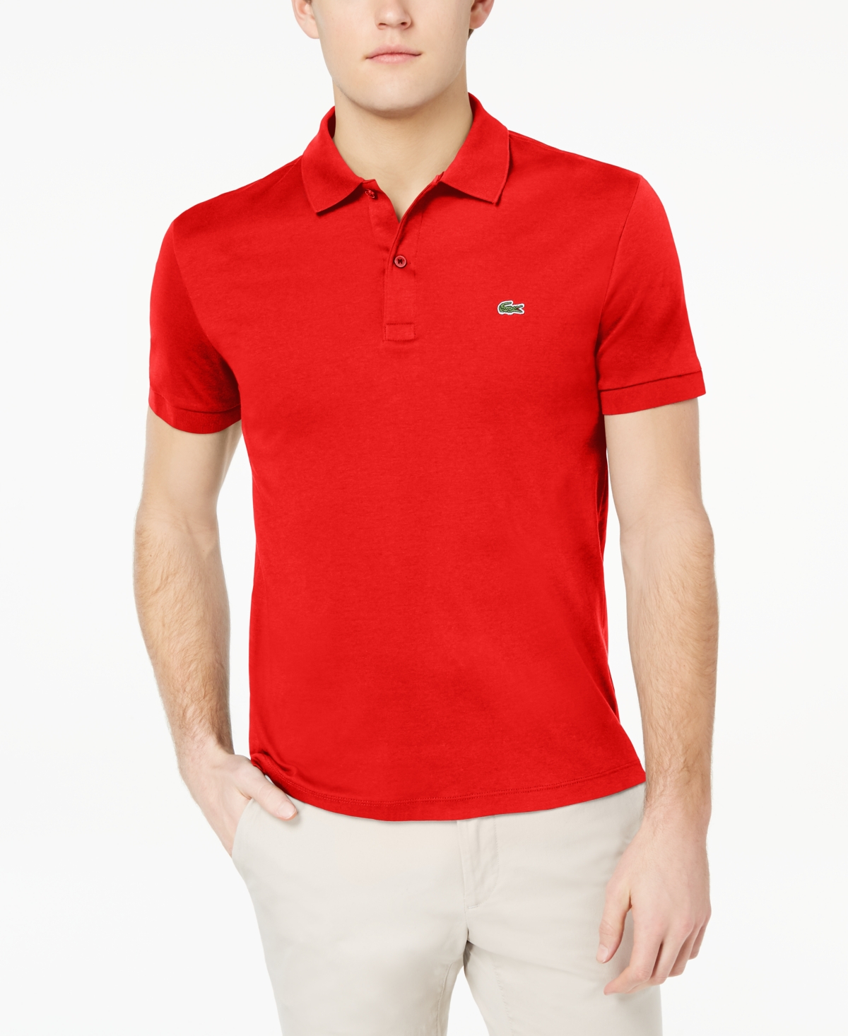 Shop Lacoste Men's  Regular Fit Soft Touch Short Sleeve Polo In Red