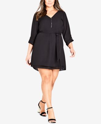 City Chic - Trendy Plus Size Zip-Front Tunic Dress