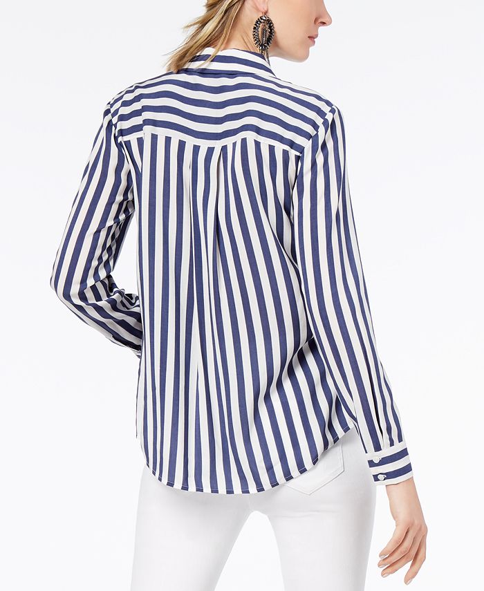 INC International Concepts I.N.C. Petite Striped Button-Front Top ...