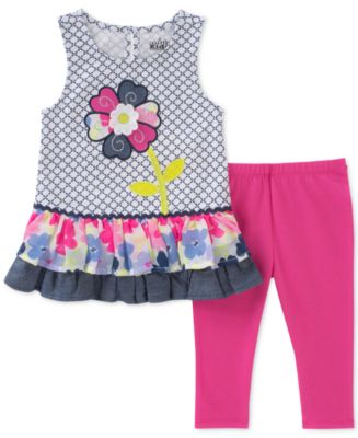 Kids Headquarters Little Girls Floral Chambray Tunic Leggings Set Pink Size 6x main image 0