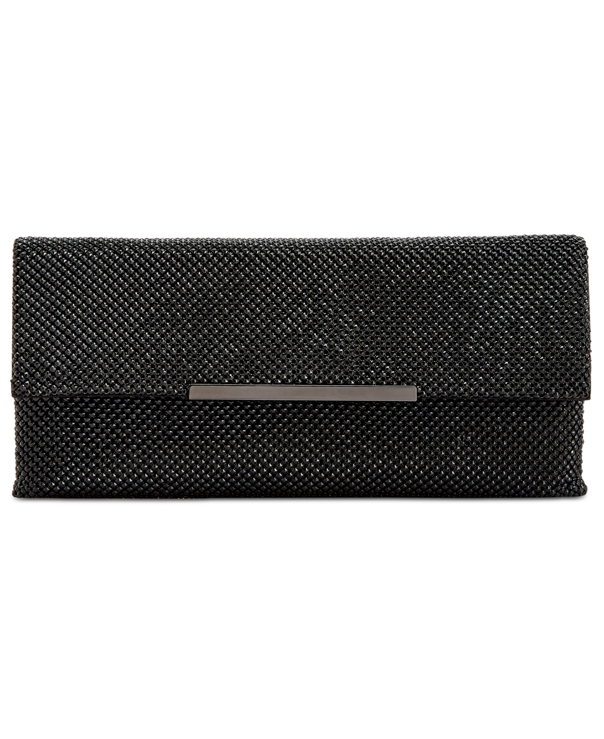 Inc International Concepts Hether Shiny Mesh Clutch, Created For Macy's In Black,gunmetal