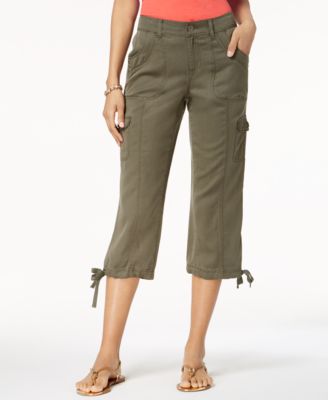 Style & Co - Petite Tie-Hem Cargo Capri Pants