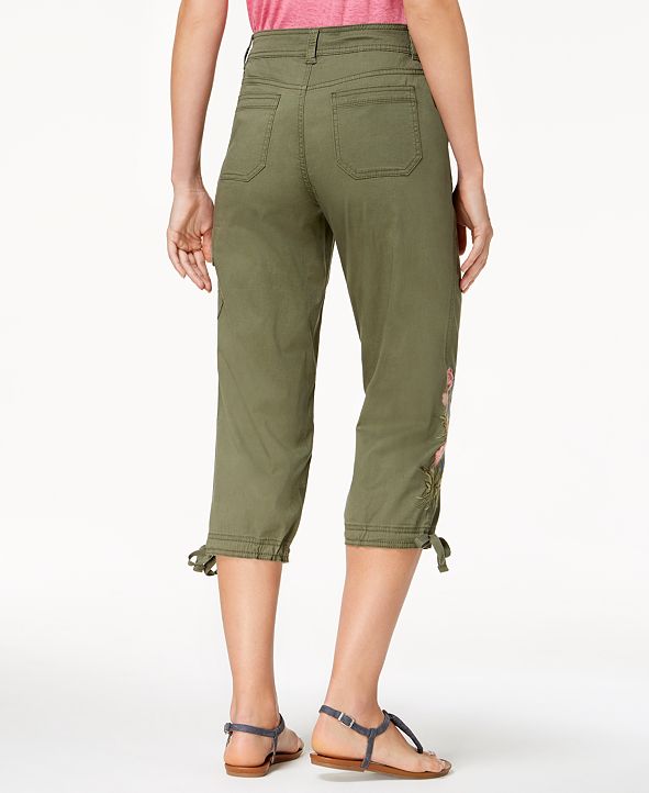 Style & Co Embroidered Cropped Cargo Pants, Created for Macy's ...