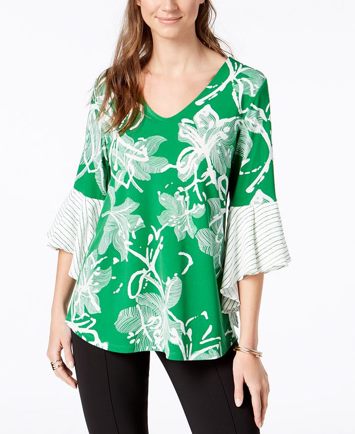 Alfani FloralPrint RuffleSleeve Top, Created for Macy's Macy's
