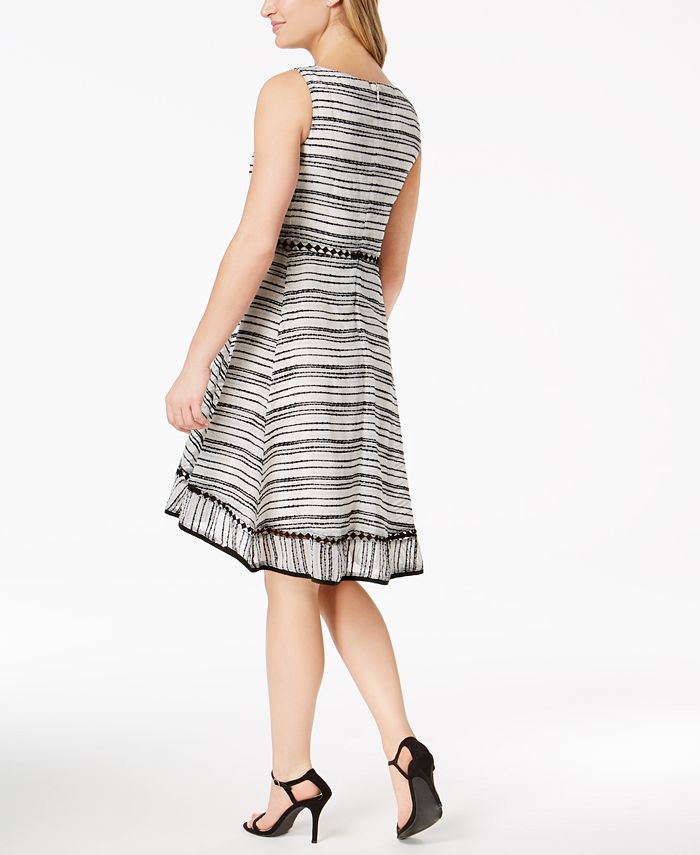 Taylor Textured-Stripe Fit & Flare Dress - Macy's