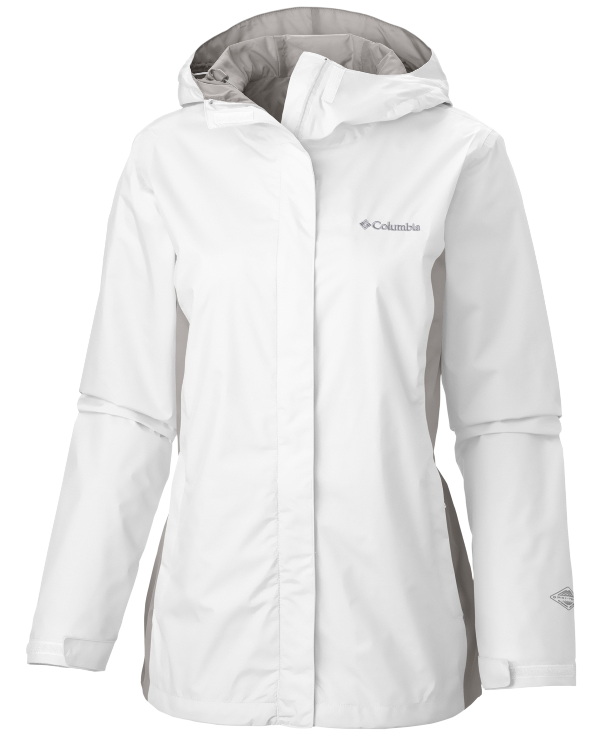 Columbia Women's Omni-tech Arcadia Ii Rain Jacket In White,flint Grey