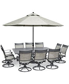 Vintage II Outdoor Aluminum 11-Pc. Dining Set (84" x 60" Dining Table & 10 Swivel Rockers), Created for Macy's
