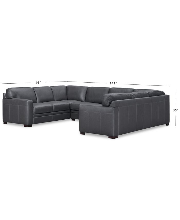Furniture Avenell 3Pc. Leather Pit Sectional with Sofa & Loveseat
