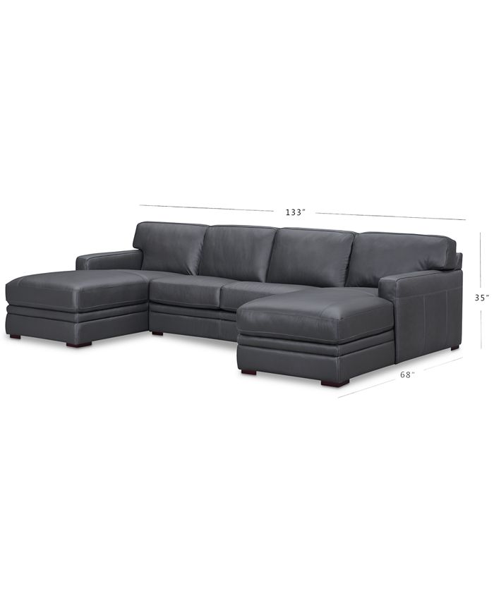 Furniture CLOSEOUT! Avenell 3Pc. Leather Sectional with Double Chaise