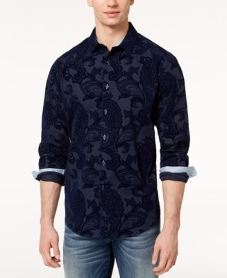 mens black paisley shirt